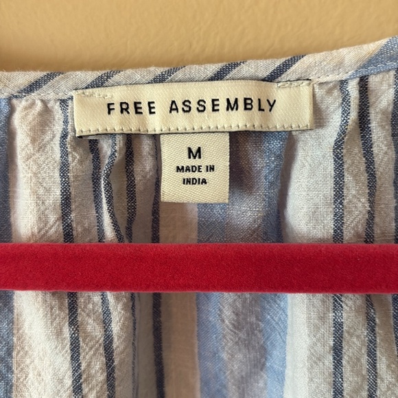 Free Assembly Blue and White Striped Dress with Belt, Size M - Picture 2 of 6